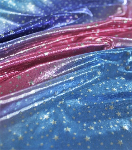 Performance Apparel Fabric Foil Stars on Pink & Blue Ombre