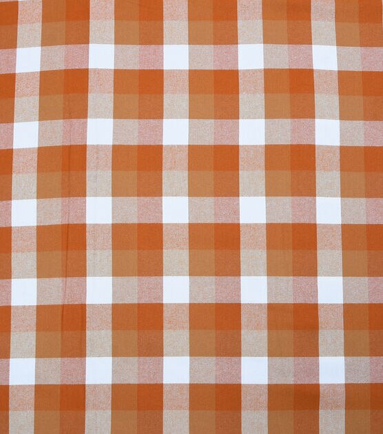 Orange & Ivory Buffalo Check Brushed Cotton Fabric