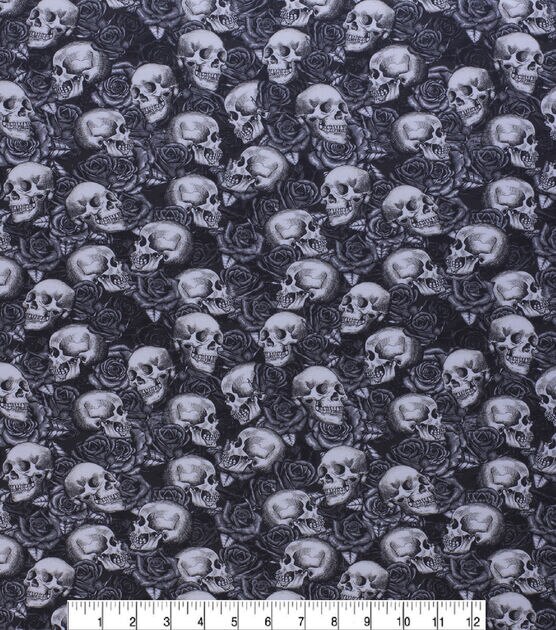 Skulls N Roses Halloween Cotton Fabric, , hi-res, image 2
