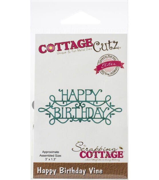 CottageCutz Elites Die Happy Birthday Vine