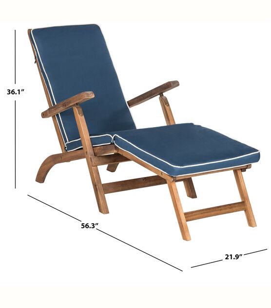 Safavieh 56" x 36" Natural & Navy Palmdale Outdoor Lounge Chair, , hi-res, image 3