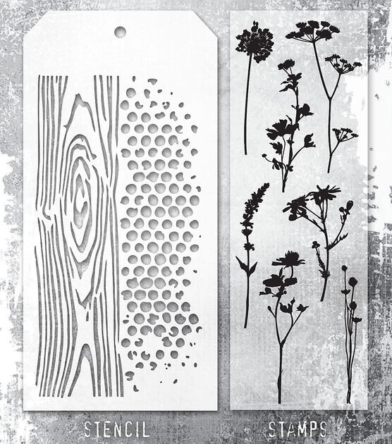 Tim Holtz 11" x 4.5" Wildflower Silhouettes Clear Stamp & Stencil Set, , hi-res, image 2