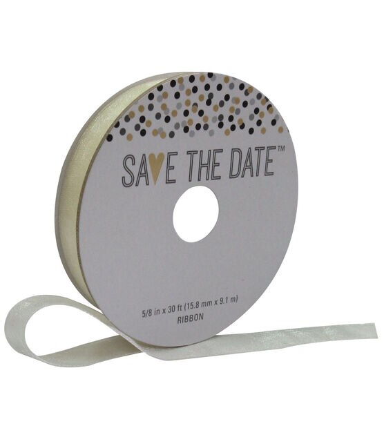 Save the Date 5/8'' X 30' Ribbon Ivory Sheer