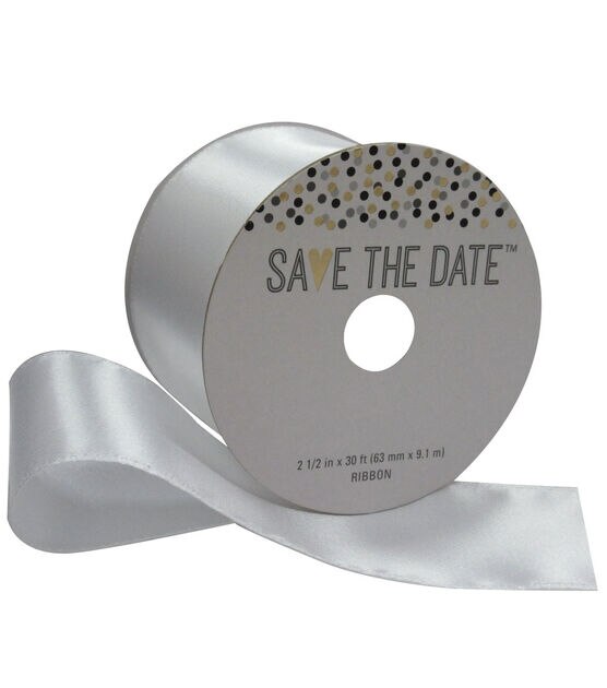 Save the Date 2.5'' X 30' Ribbon White Satin