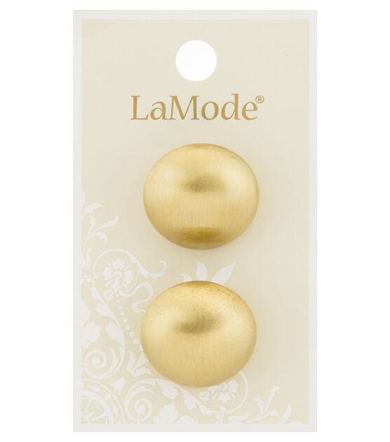 La Mode 7/8" Gold Round Shank Buttons 2pk