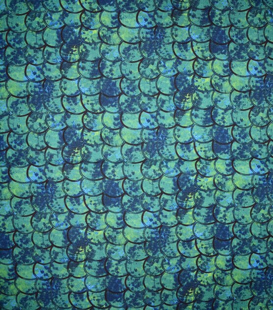 Blue & Green Scales Quilt Cotton Fabric by Keepsake Calico, , hi-res, image 3
