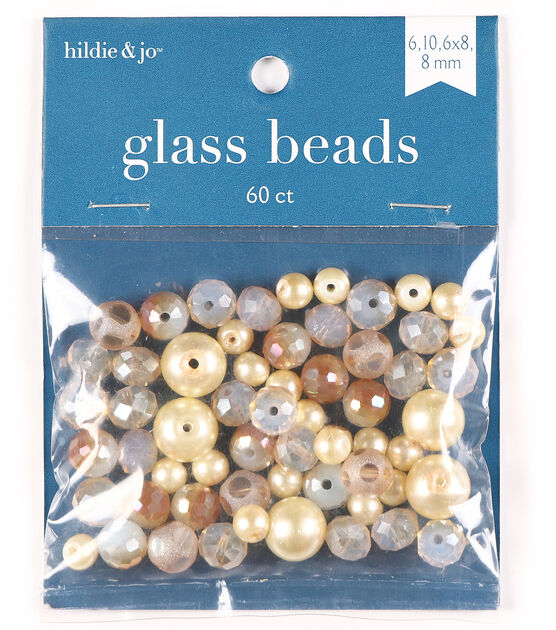 60pc White & Gold Mixed Glass Beads by hildie & jo