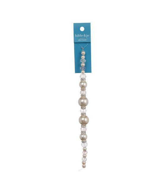 7" Ivory & Clear Glass Bead Strand by hildie & jo