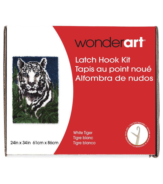 Wonderart Latch Hook Kit 24"X34" White Tiger, , hi-res, image 2