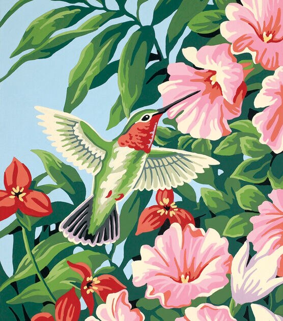 Dimensions 9" x 12" Hummingbird & Fuchsias Paint By Number Kit