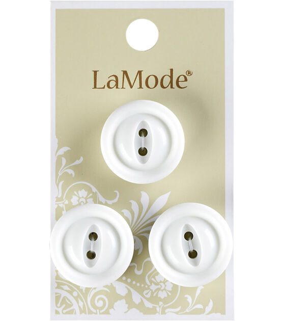 La Mode 5/8" White Fisheye 2 Hole Buttons 3pk