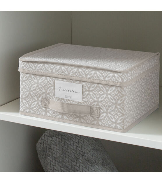 Simplify 11" x 6" Gray Boho Storage Box With Handle, , hi-res, image 2