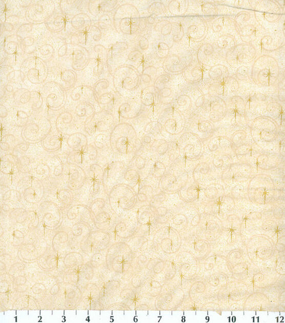 Fabric Traditions Snowflakes on Beige Christmas Glitter Cotton Fabric
