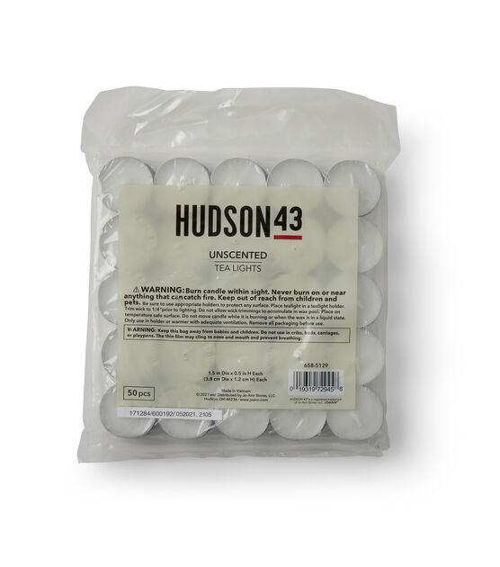 50pk White Unscented Pressed Tealights by Hudson 43