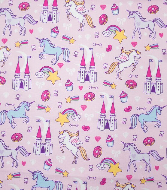 Unicorn Castle on Pink Super Snuggle Flannel Fabric, , hi-res, image 2