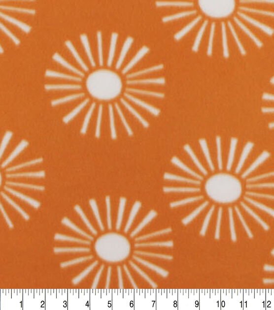 Suns on Mustard Blizzard Fleece Fabric, , hi-res, image 3