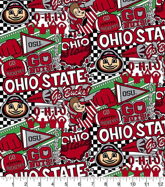 Ohio State University Buckeyes Cotton Fabric Pop Art, , hi-res, image 2