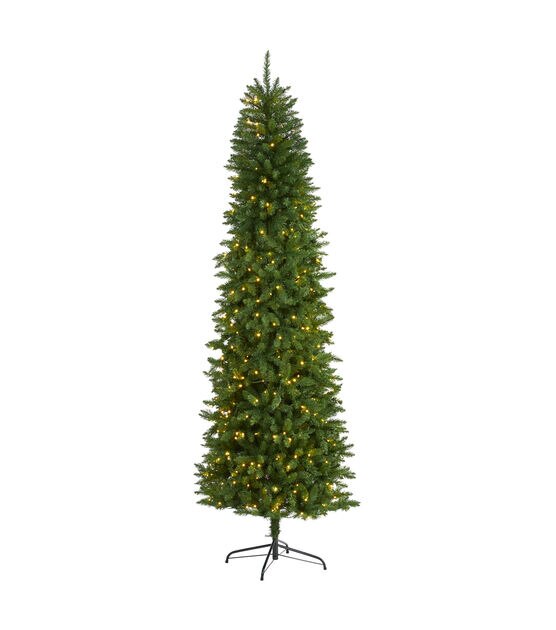 Nearly Natural 7.5' Pre Lit Green Slim Mountain Pine Christmas Tree