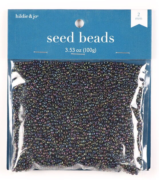 2mm Black Aurora Borealis Plastic Seed Beads by hildie & jo