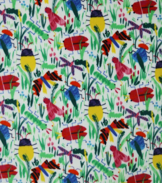 Watercolor Insects Anti Pill Fleece Fabric, , hi-res, image 1