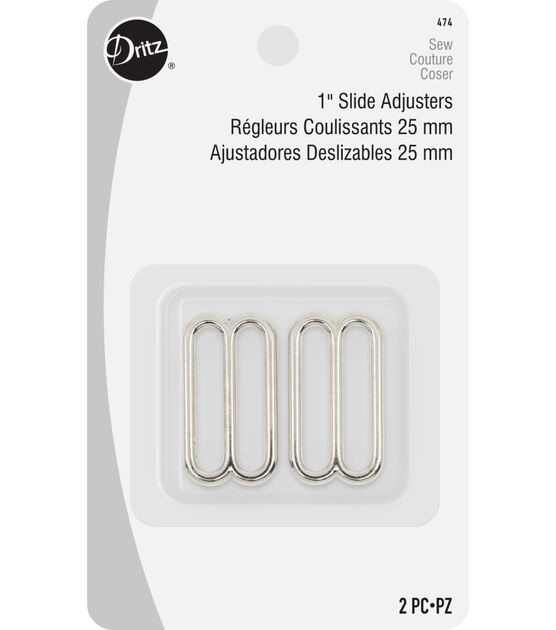 Dritz 1" Slide Adjusters, Nickel, 2 pc