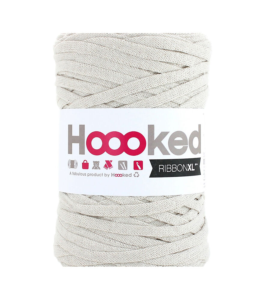Hoooked Recycled RibbonXL 131yds Cotton Yarn, Sandy Ecru, swatch