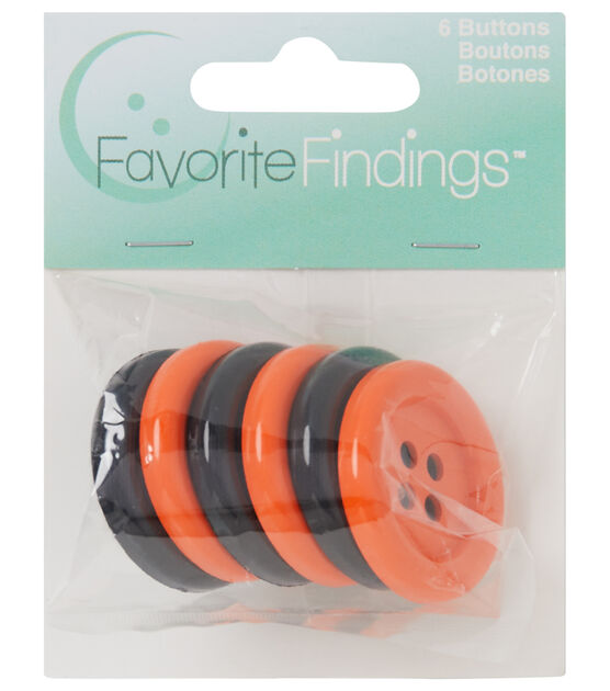 Favorite Findings 1 3/8" Black & Orange 4 Hole Buttons 6ct