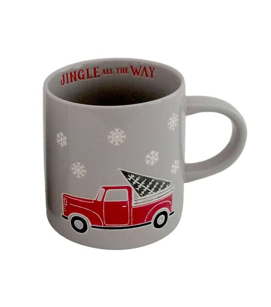 5.5" Christmas Red Truck on Gray Ceramic Mug 16oz by Place & Time