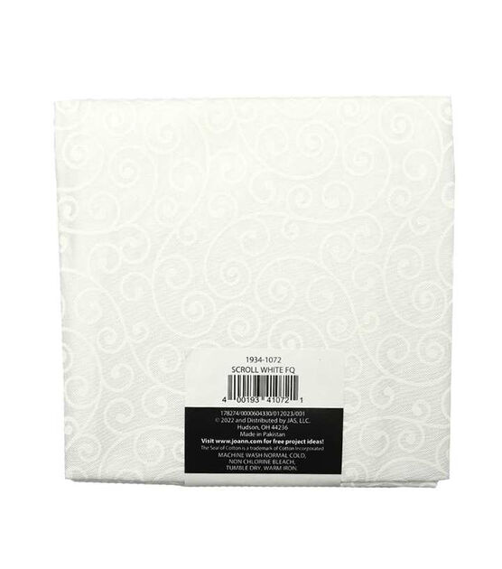 18" x 21" White Scroll Cotton Fabric Quarter 1pc by Keepsake Calico, , hi-res, image 2