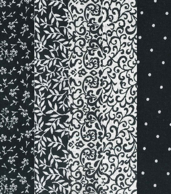 2.5" x 42" Black & White Cotton Fabric Roll 20ct by Keepsake Calico, , hi-res, image 3