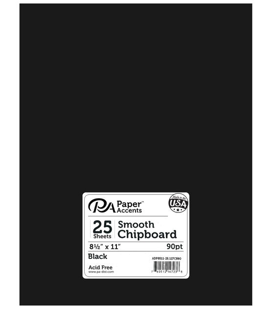 Paper Accents 25 pk 8.5in x 11in Smooth Chipboard - Black
