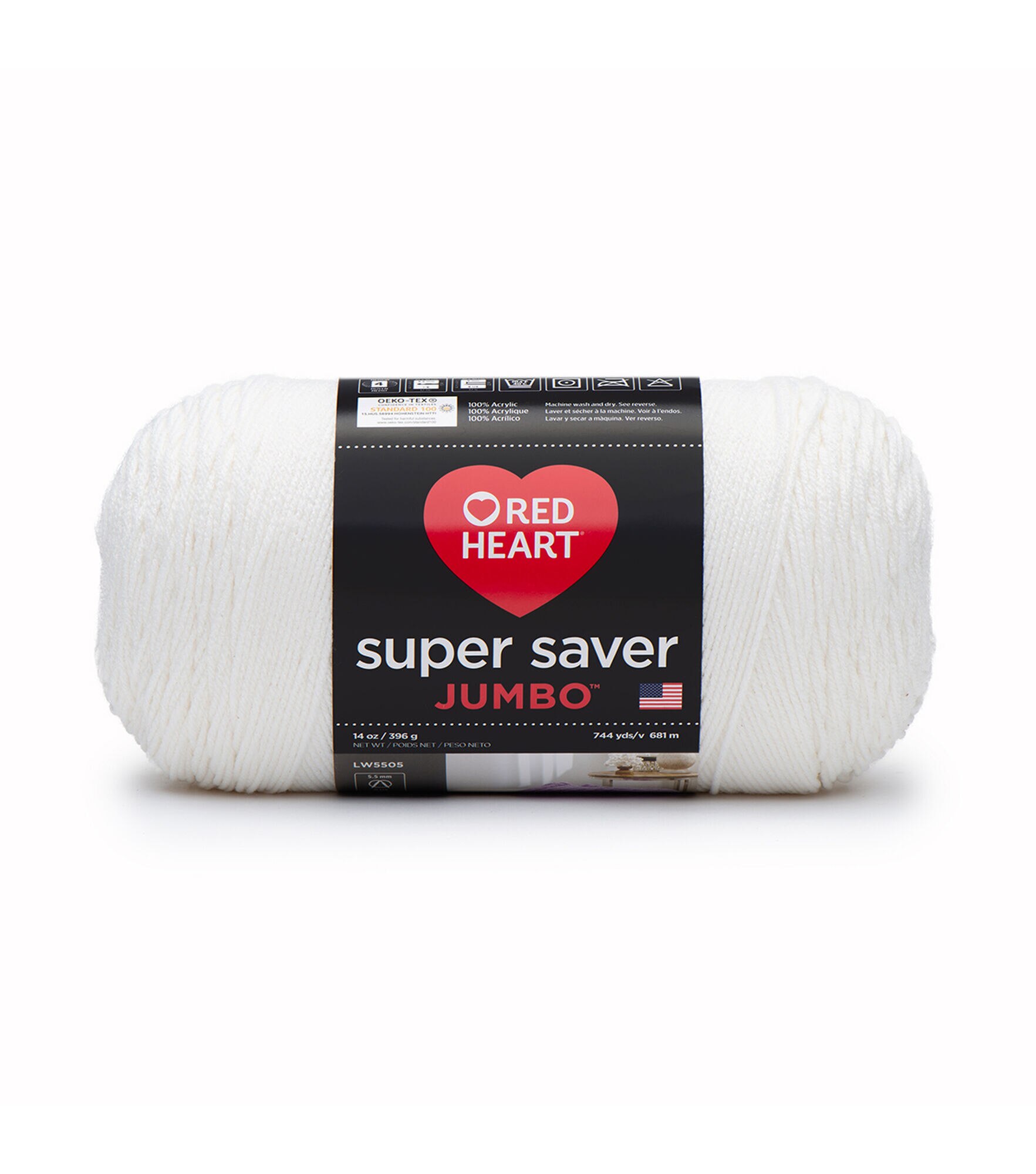 Red Heart Super Saver Jumbo 482-744yds Worsted Acrylic Yarn, White, hi-res