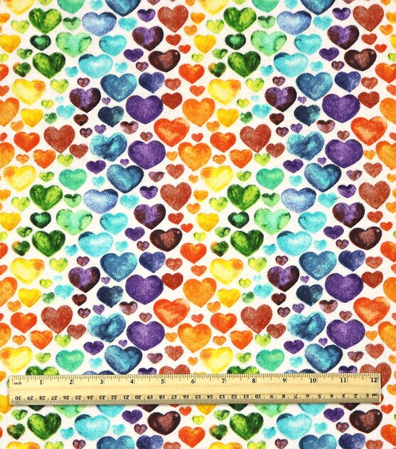 Watercolor Hearts Super Snuggle Flannel Fabric, , hi-res, image 3