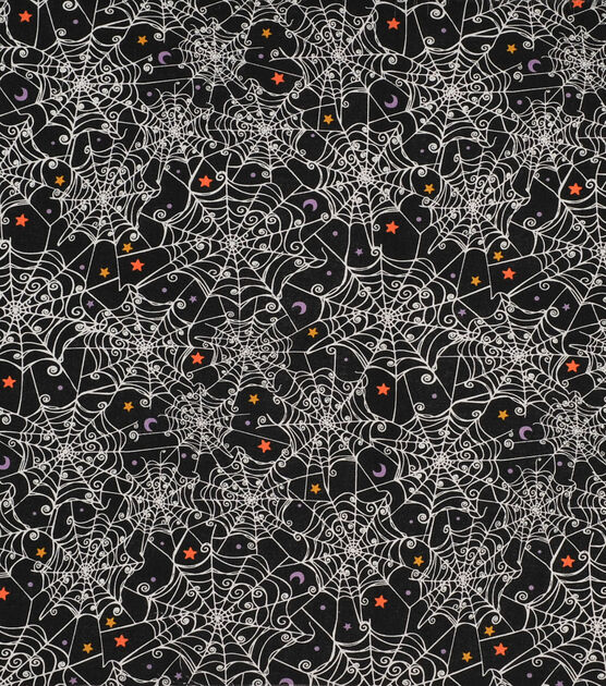 Spider Web & Stars Halloween Cotton Fabric, , hi-res, image 2