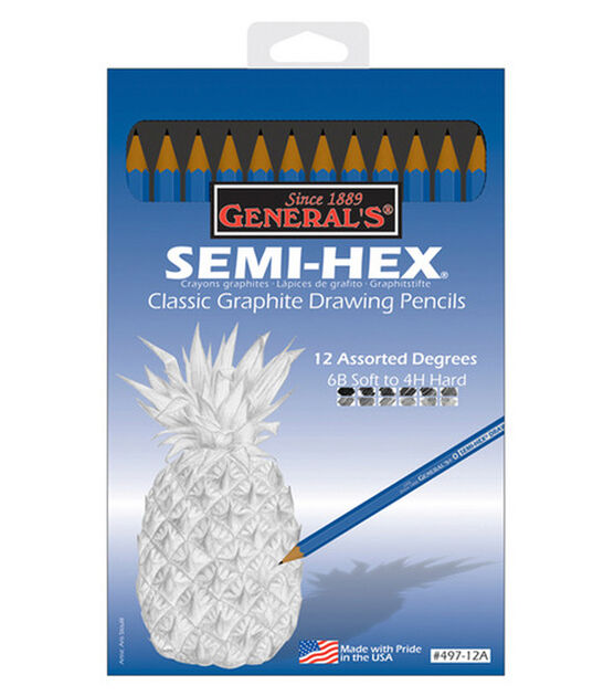 Semi Hex Graphite Drawing Pencils 12 pk
