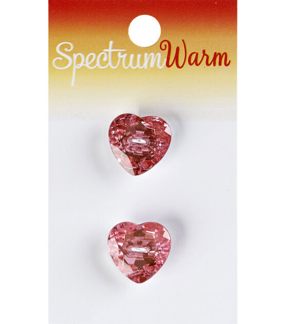 Spectrum Warm 5/8 Pink Gem Heart 2 Hole Buttons 2pk