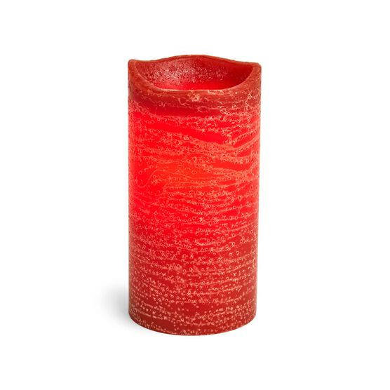 Flameless Pomegranate Scented LED Rustic Pillar Candle 3''x6'' Currant, , hi-res, image 3