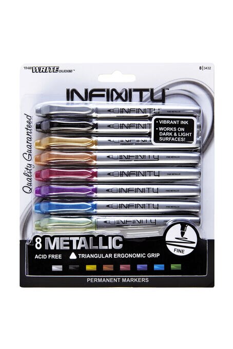 The Write Dudes Infinity 8 pk Metallic Permanent Markers Assorted
