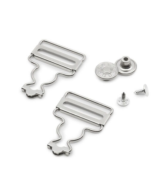Dritz 1 Overall Buckles with No-Sew Buttons, Nickel, 2 pc