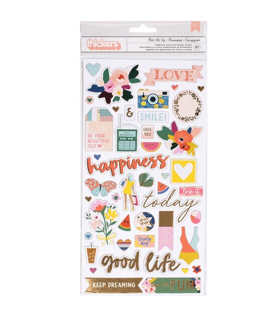 Paige Evans Pick Me Up Thickers Stickers 5.5"X11" 87 Pkg Icons & Words