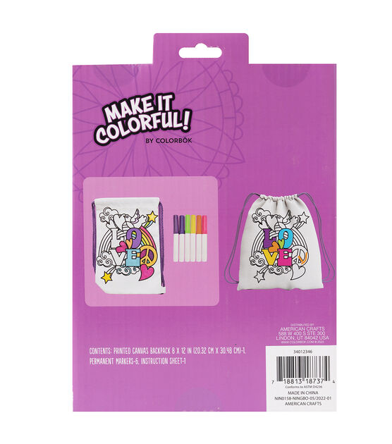 American Crafts 8pc Color Your Own Groovy Backpack Kit, , hi-res, image 2