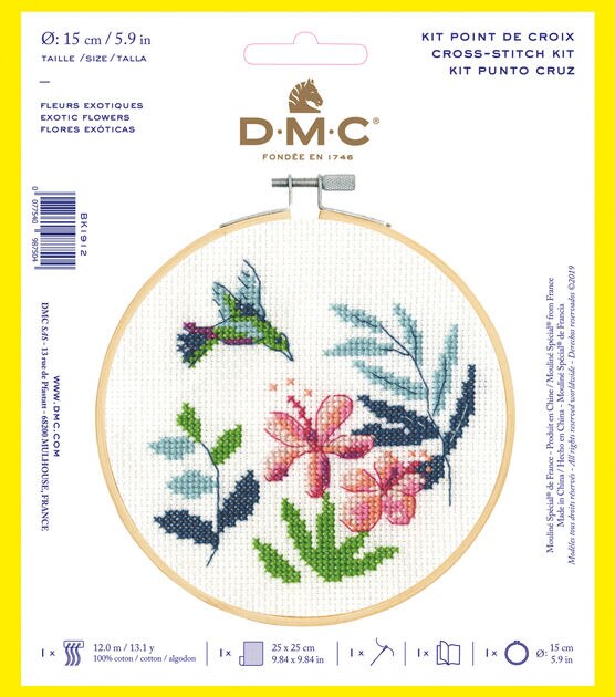 DMC 6" Exotic Flowers Counted Cross Stitch Kit