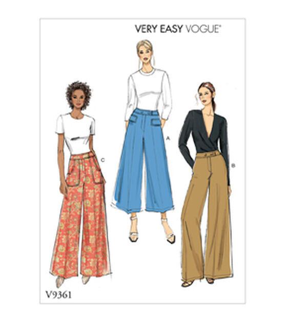 Vogue V9361 Size 14 to 22 Misses Petite Pants Sewing Pattern