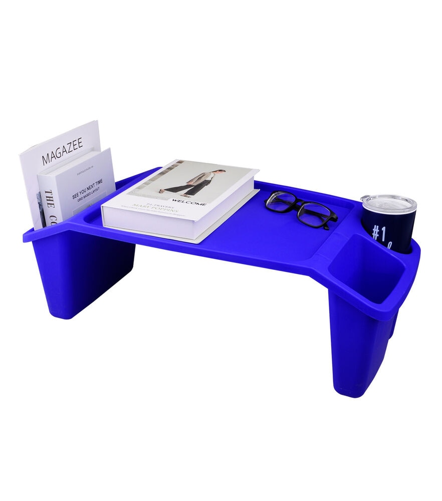 23" x 8" Plastic Lap Desk With 3 Compartments 693g by Top Notch, Blue, swatch, image 1