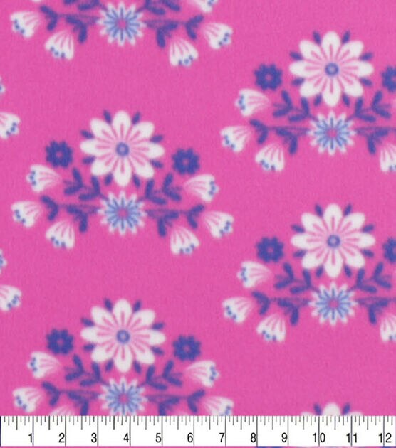 Floral on Purple Blizzard Fleece Fabric, , hi-res, image 3