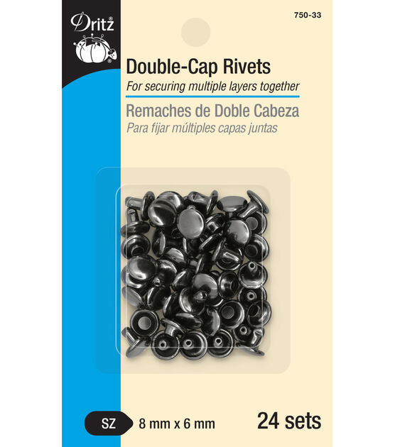 Dritz Double-Cap Rivets, 24 Sets, Gunmetal
