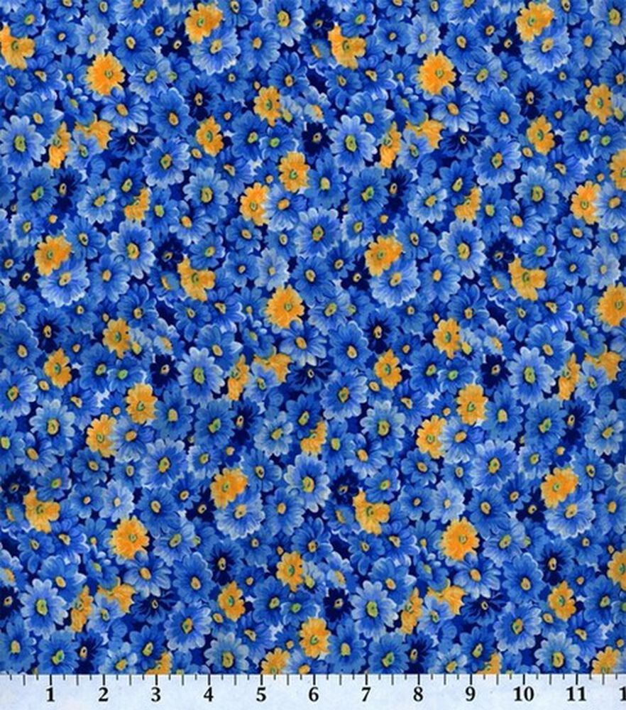 Fabric Traditions Floral Cotton Fabric by Keepsake Calico, Blue, swatch, image 4