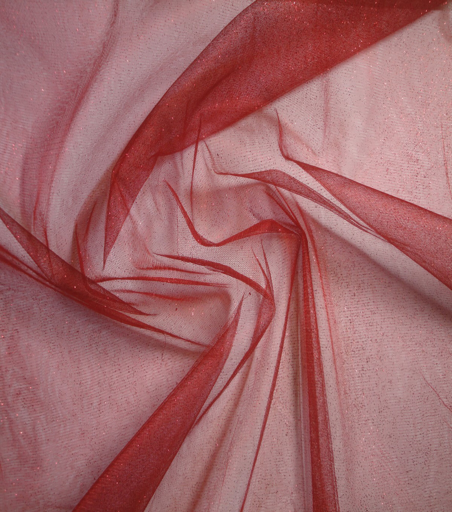 Glitter Tulle Nylon Fabric, Tango Red, hi-res