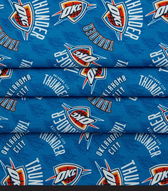 Oklahoma City Thunder Cotton Fabric Tossed Logos, , hi-res, image 4