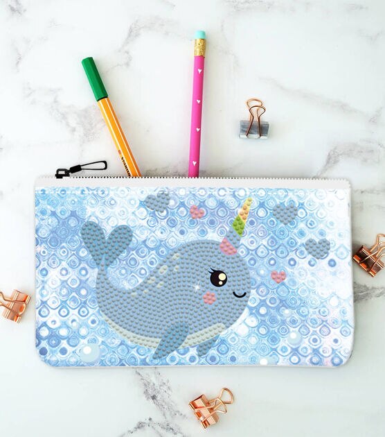 Diamond Dotz 8"x 4.5" Dotzies Narwhal Love Zipper Pouch Kit, , hi-res, image 2